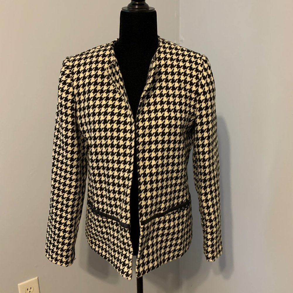 Black and White Herringbone Blazer